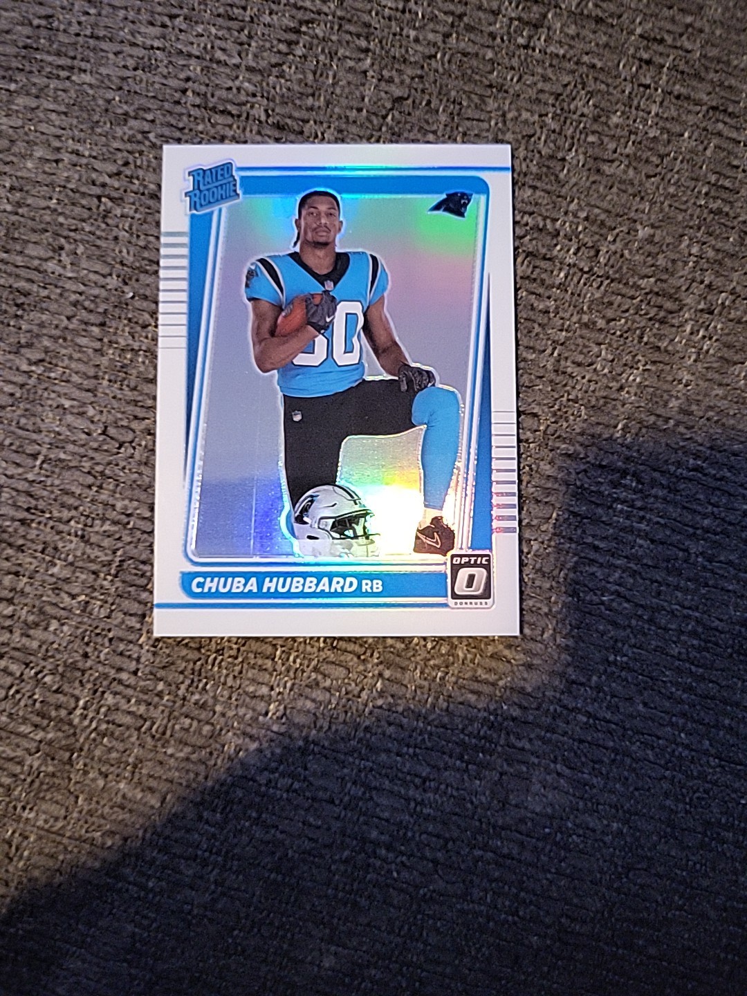 Chuba Hubbard 2021 Donruss Optic Rated Rookie Variation Holo Prizm #225