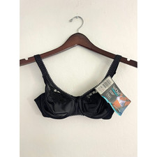 Playtex Wow Vintage Bra 34B Black Satin Lace Nonpadded Underwire NEW NWT
