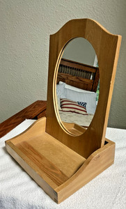VNT. 1999y IKEA DIKTAD OVAL TABLETOP VANITY MIRROR with Wood Shelf