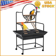 66"H Birdcage Stand Activity Play Center with Perches  Ladders, Removable Tray