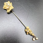 VTG Signed MIRIAM HASKELL STICK PIN Baroque Pearls/Gold w/original stopper - EUC