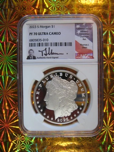 2023 US Mint SILVER MORGAN PROOF DOLLAR NGC PF 70 Signed Chairman Thomas J. Uram