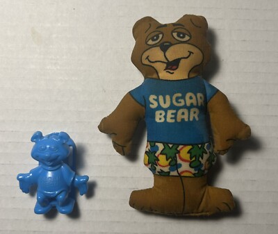 Vintage Post 1980s Golden Crisp Cereal Sugar Bear 4'' Plush with Sugar Bear Clip
