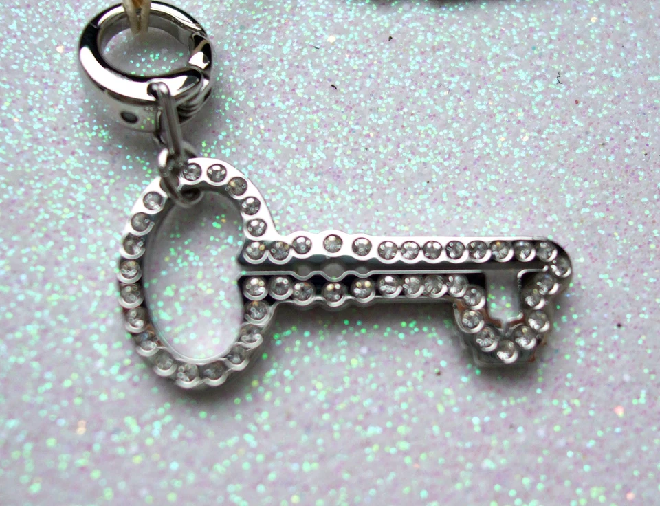 Charms Anhänger, Schlüssel, Fossil Stainless Steel mit Steinchen, Bettelarmband - Bild 2 von 3