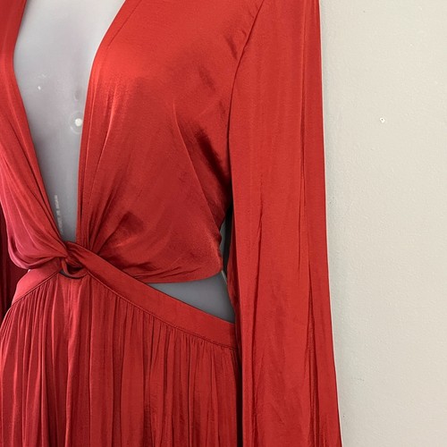 ¡Nuevo! Vestido Banana Republic Factory Twist Front MIDI Óxido Satén Sensación Talla 16ALTO - Imagen 10 de 23