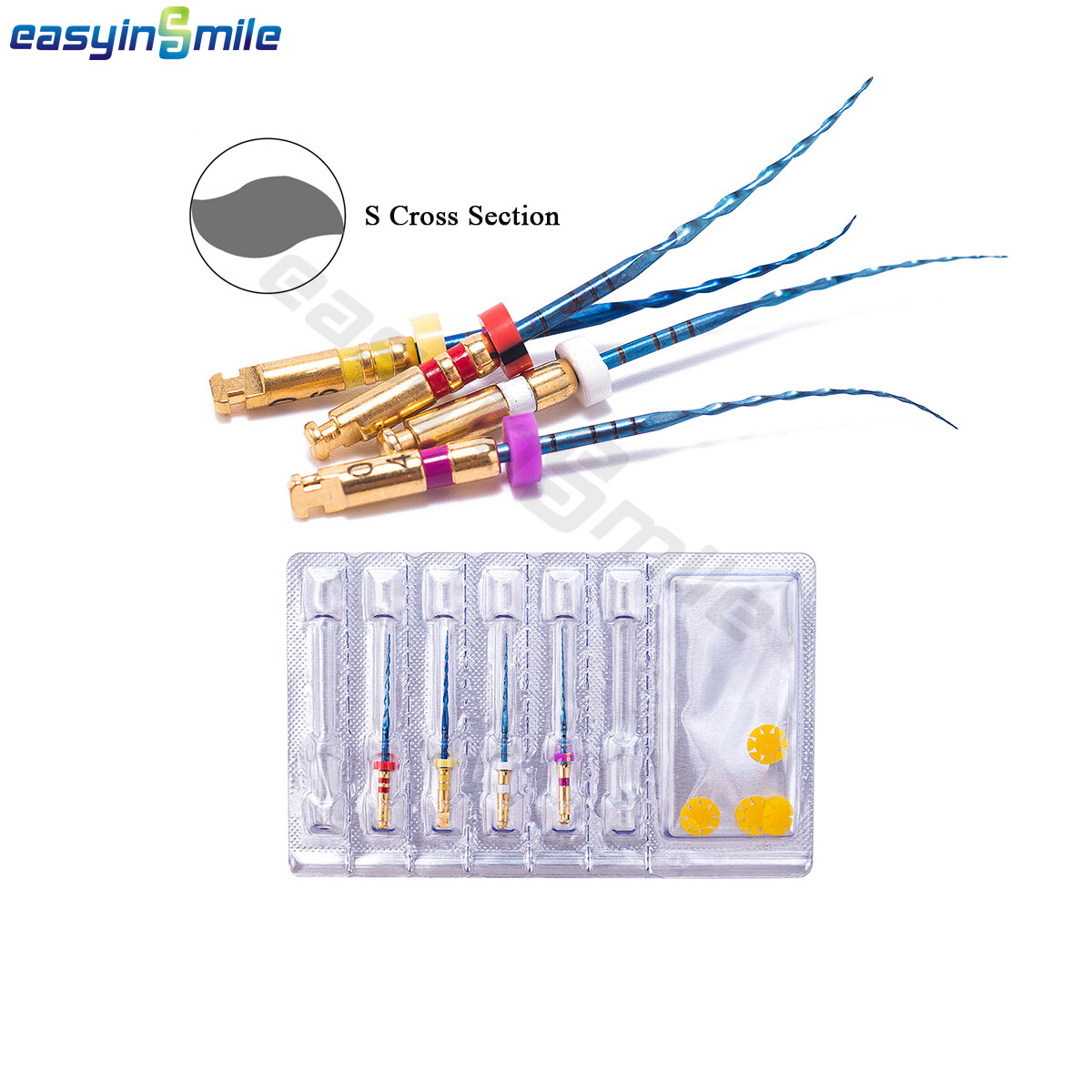 Dental File 4-Piece Endodontic X-TWO S File Set - NITI Rotary Root ...
