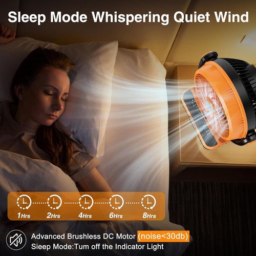 Camping Fan 40000mAh Rechargeable tent fans for camping hanging Hi Velocity 2877 - 第 4/9 張圖片