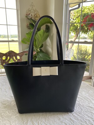 large kate spade shopper tote Black With White Now