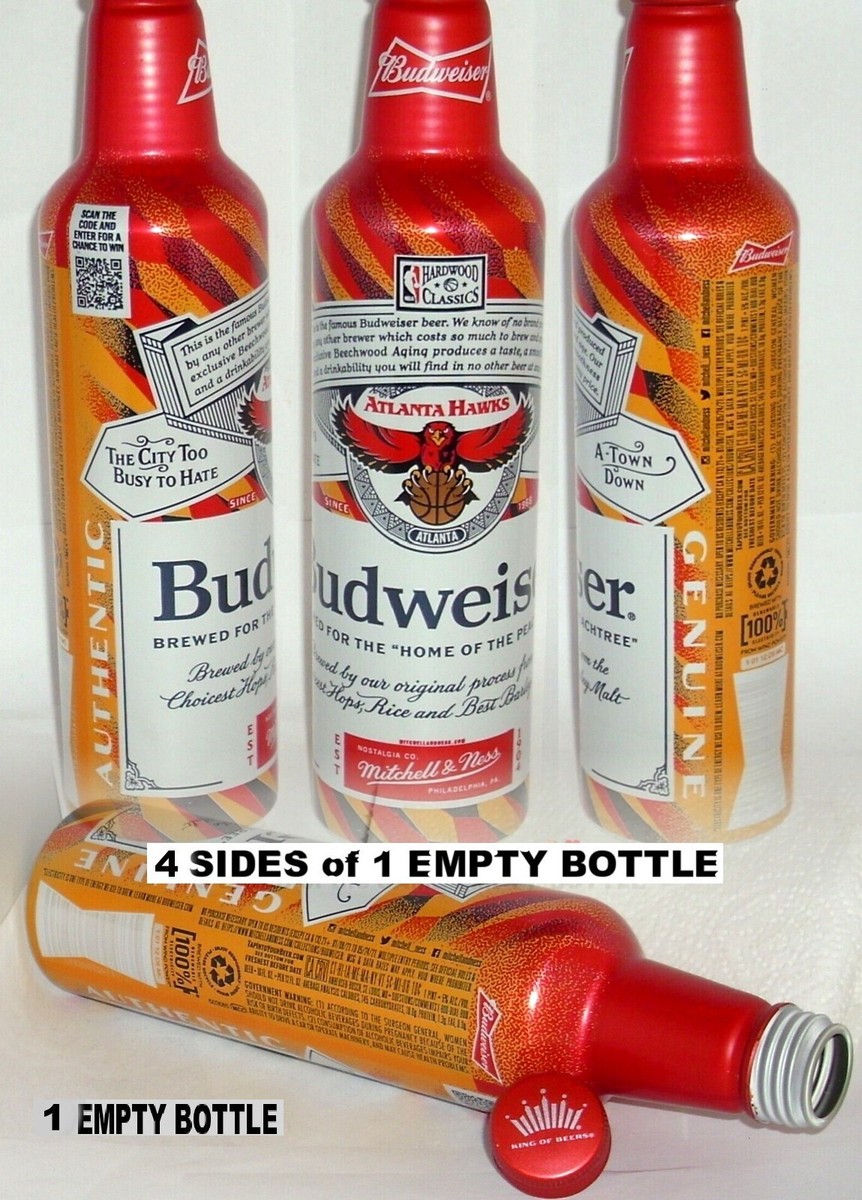 EMPTY ALUMINUM BOTTLE 2021 ATLANTA HAWKS NBA BASKETBALL BUDWEISER