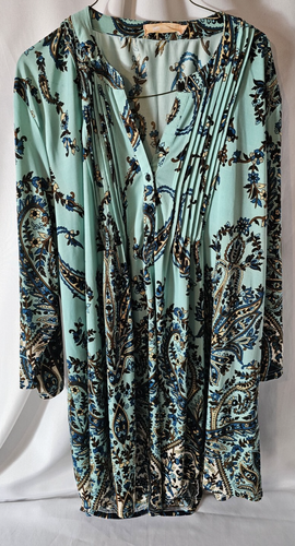 Tunique La Cera Pour Femme Taille M - Bleue, Devant Plissé, Stretch, Manches 3/4, Col V, Très Bon état