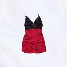 Seven Til Midnight Black Red Mesh Lace Rosebud Sheer Lingerie Cami Dress Size XL