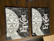 Lot of 2 Disney Epcot Reusable Shopping Tote Small Bag Black Gray White