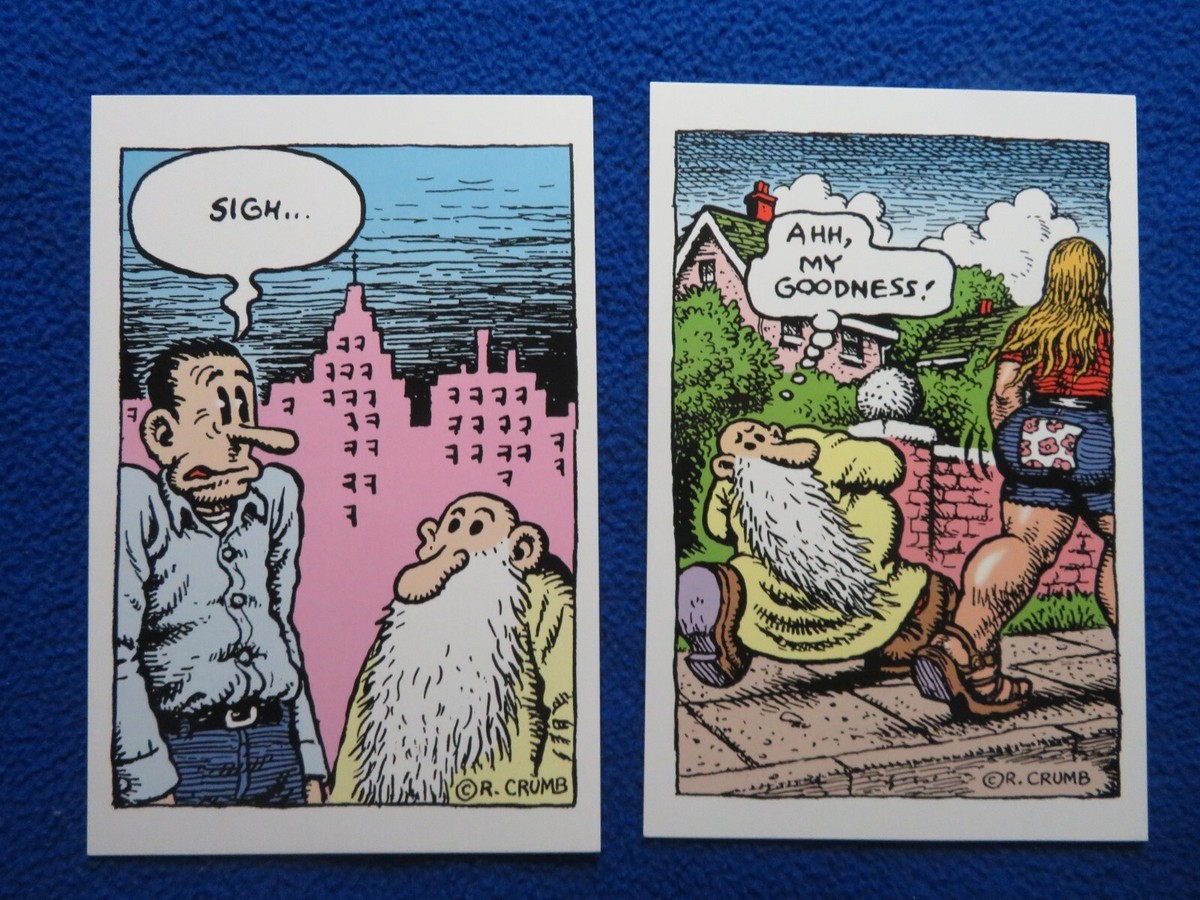 R. CRUMB MR NATURAL POSTCARDS #157 & 159 DENIS KITCHEN PUBLISHING