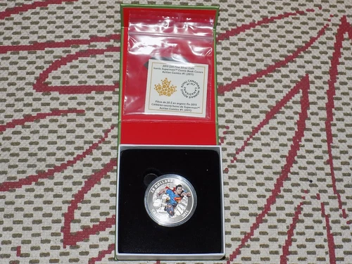 ROYAL CANADIAN MINT 2015, $20 FINE SILVER COIN, SUPERMAN ACTION COMICS #1 (2011)