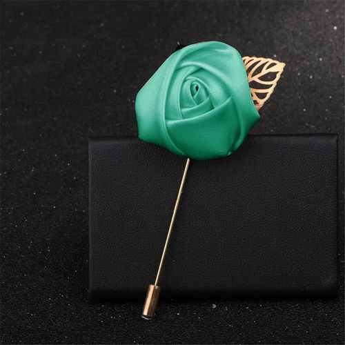 Mens Rose Brooch Flower Brooch Boutonniere Suit Lapel Wedding Pin Tassel Chain - Picture 69 of 95