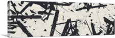 ARTCANVAS Black Lines on White Modern Panoramic Canvas Art Print