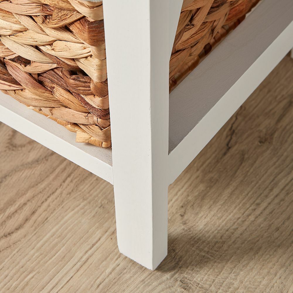 Home Source Chest Of Drawers, Wooden Tallboy Storage, Bedroom Bathroom Organiser, Crystal Handles, White And Grey, 5 Drawer