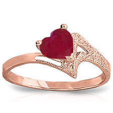 Brand New 1 Carat 14K Solid Rose Gold Loveheart Ruby Ring