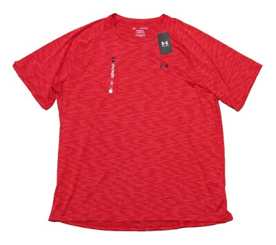 Under Armour Men's Red UA Tech 2.0 Dash Stripe Crew-Neck Short
