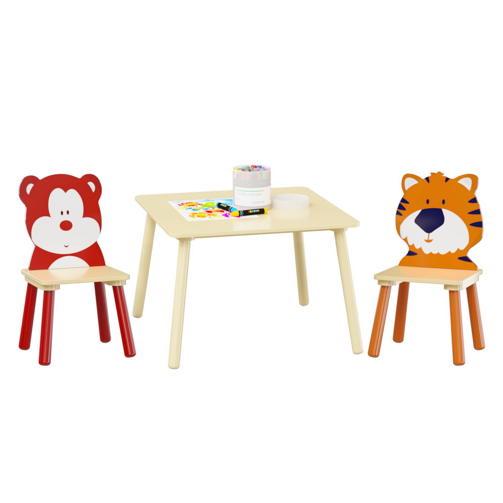 Kids Activity Play Table and 2 Chairs Set Toddler Boys & Girls Daycare Wood Desk