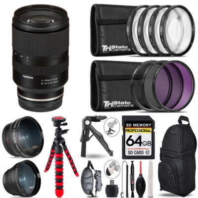 Tamron 17-70mm f/2.8 III-A VC RXD Lens Sony E -3 Lenses+ Tripod +Backpack -64GB