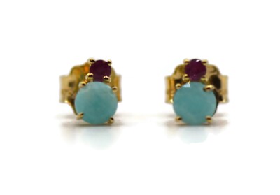 Tous Ohrringe Rubin 18 Karat Gelbgold