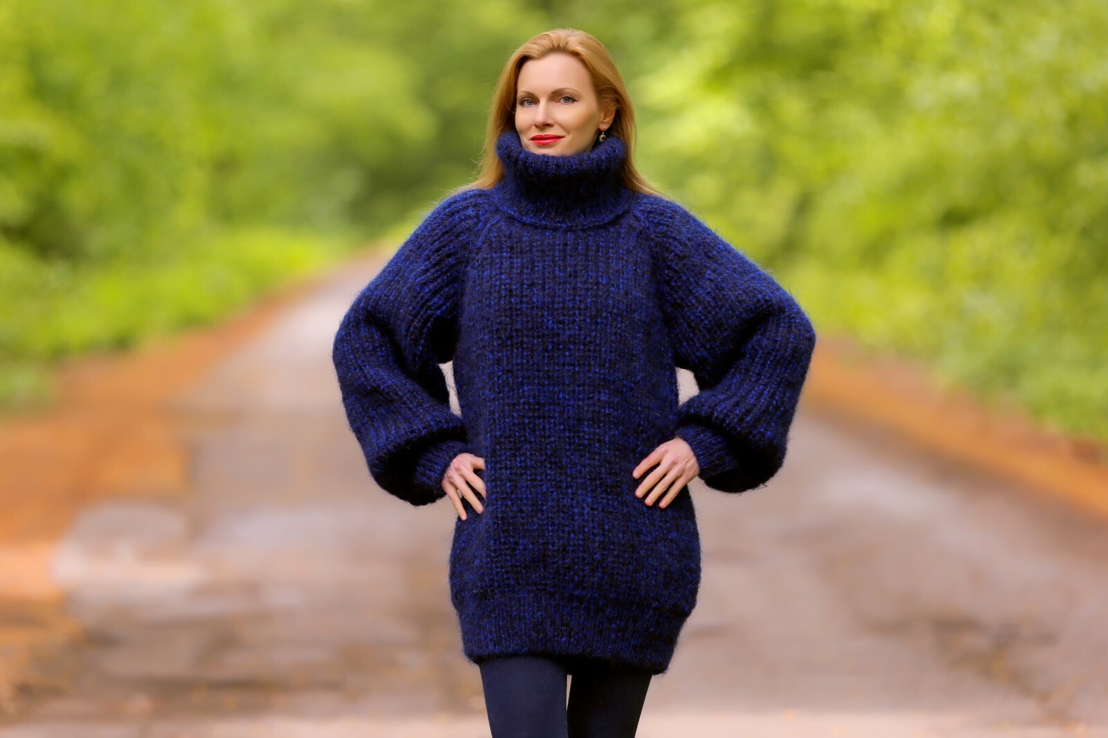 SUPERTANYA blue black mohair sweater 