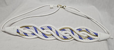 Vtg Rhea Womens Macrame Belt White Purple Gold Stretch Rope Size 3X