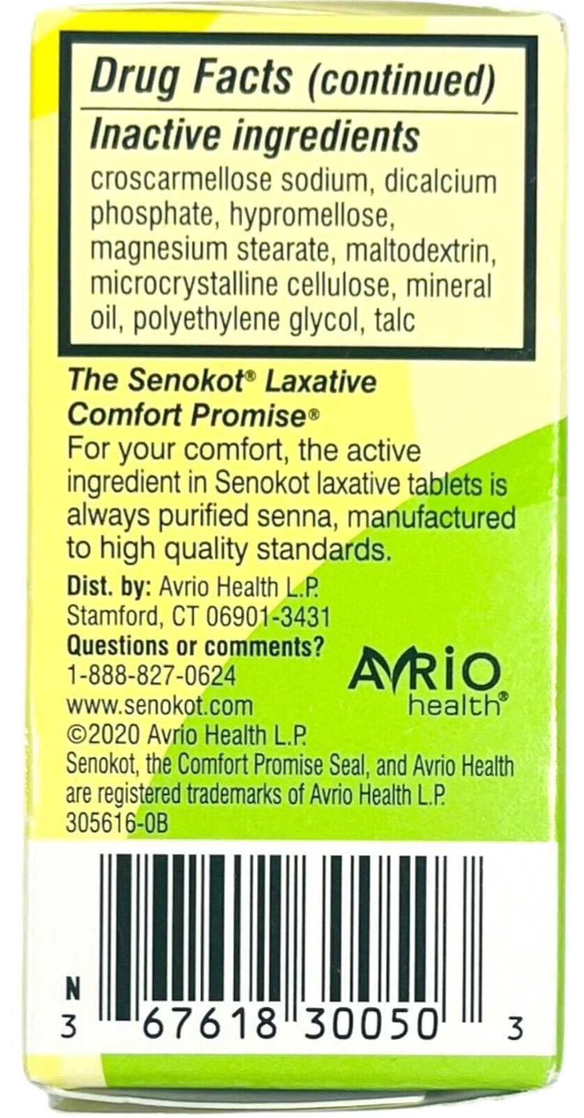 Senokot Regular Strength Natural Laxative Tablets - 50 Count - EX 07/26