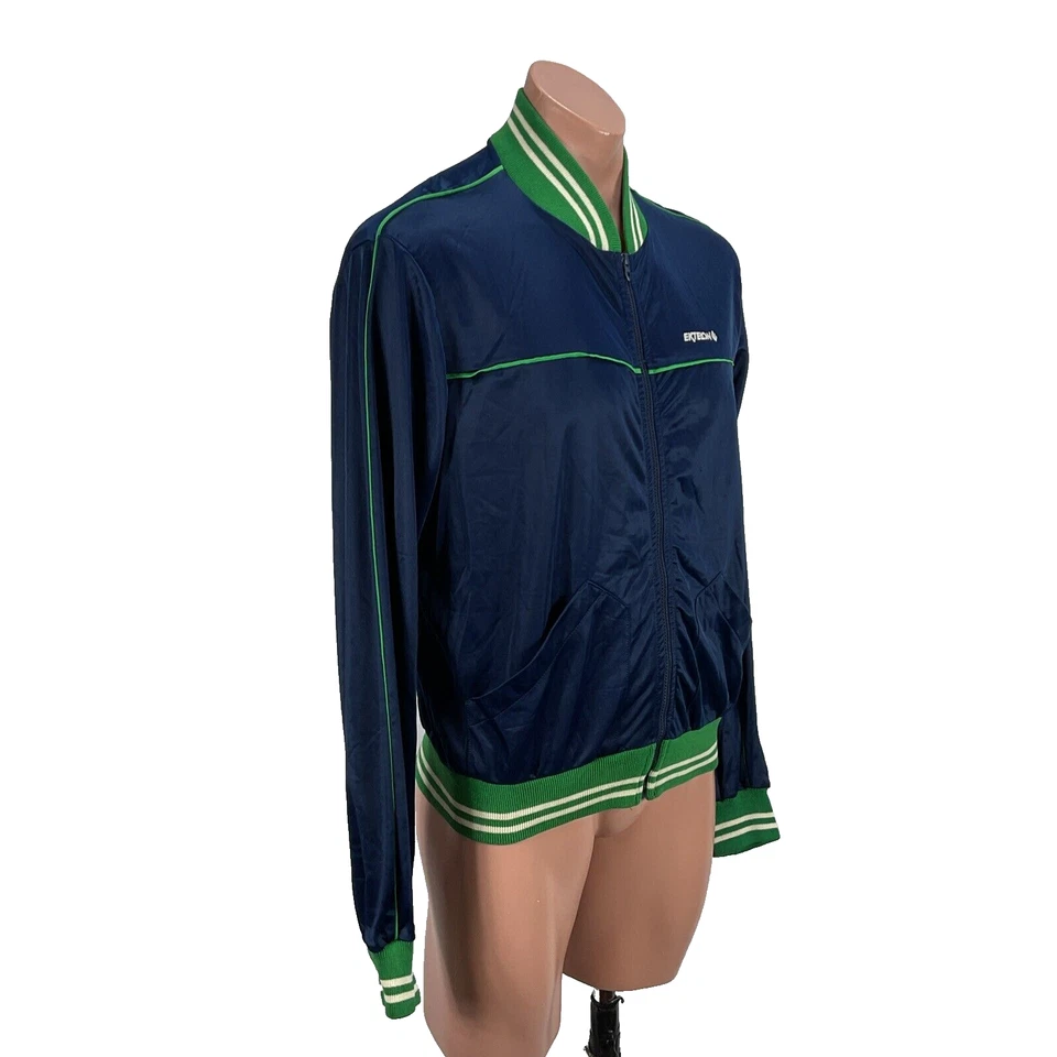 Team Ektelon 壁球田径夹克 尺寸 L 蓝色 绿色 复古 闪亮 美国制造 — 第 4/4 张图片