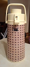 Vintage Spirit Airpot Pump Thermos MCM 1970s Hot Cold Dispenser Wicker Pattern