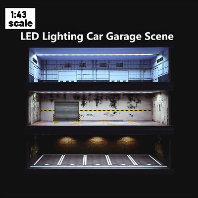 Diorama 1/43 Garage Modell LED Beleuchtung Modellauto Display Parkplatz Scene DE