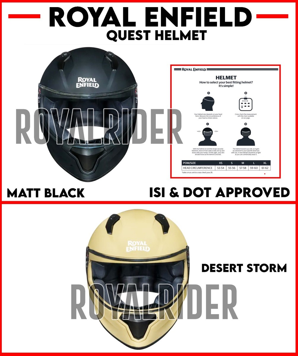 Fits Royal Enfield &ldquo;QUEST HELMET - MATT BLACK &amp; DESERT STORM | eBay