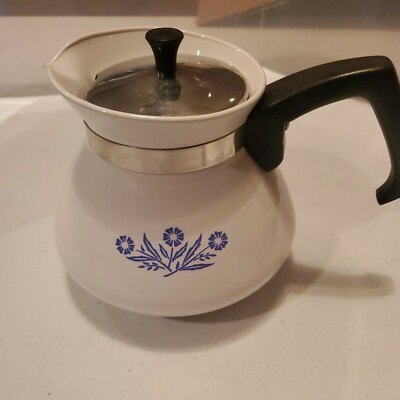 Vintage Corning Ware 6 Cup Coffee/ Tea Pot w/ Lid Blue Cornflower Pattern  P-104 | eBay