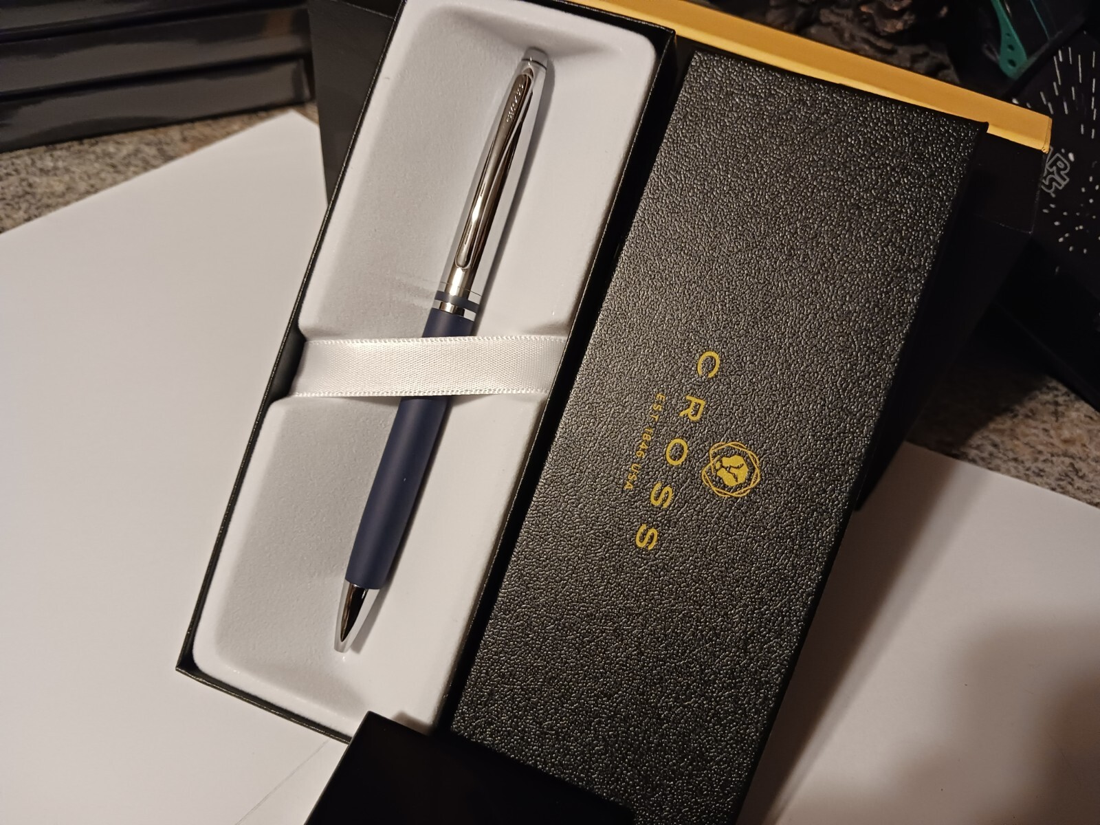 Cross Classic Matte Blue and Chrome Ballpoint Pen NEW CHRISTMAS GIFT