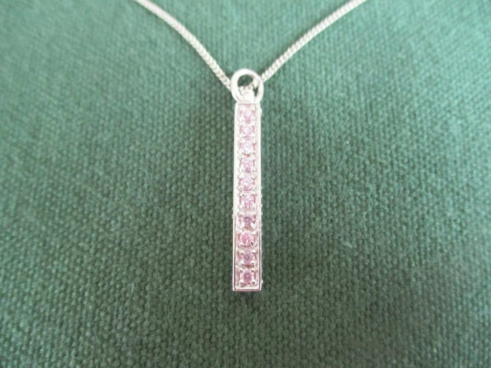 Simulated Diamonique. Coloured 4 column Pendant and Chain. Sterling silver. Box - Image 4 of 4
