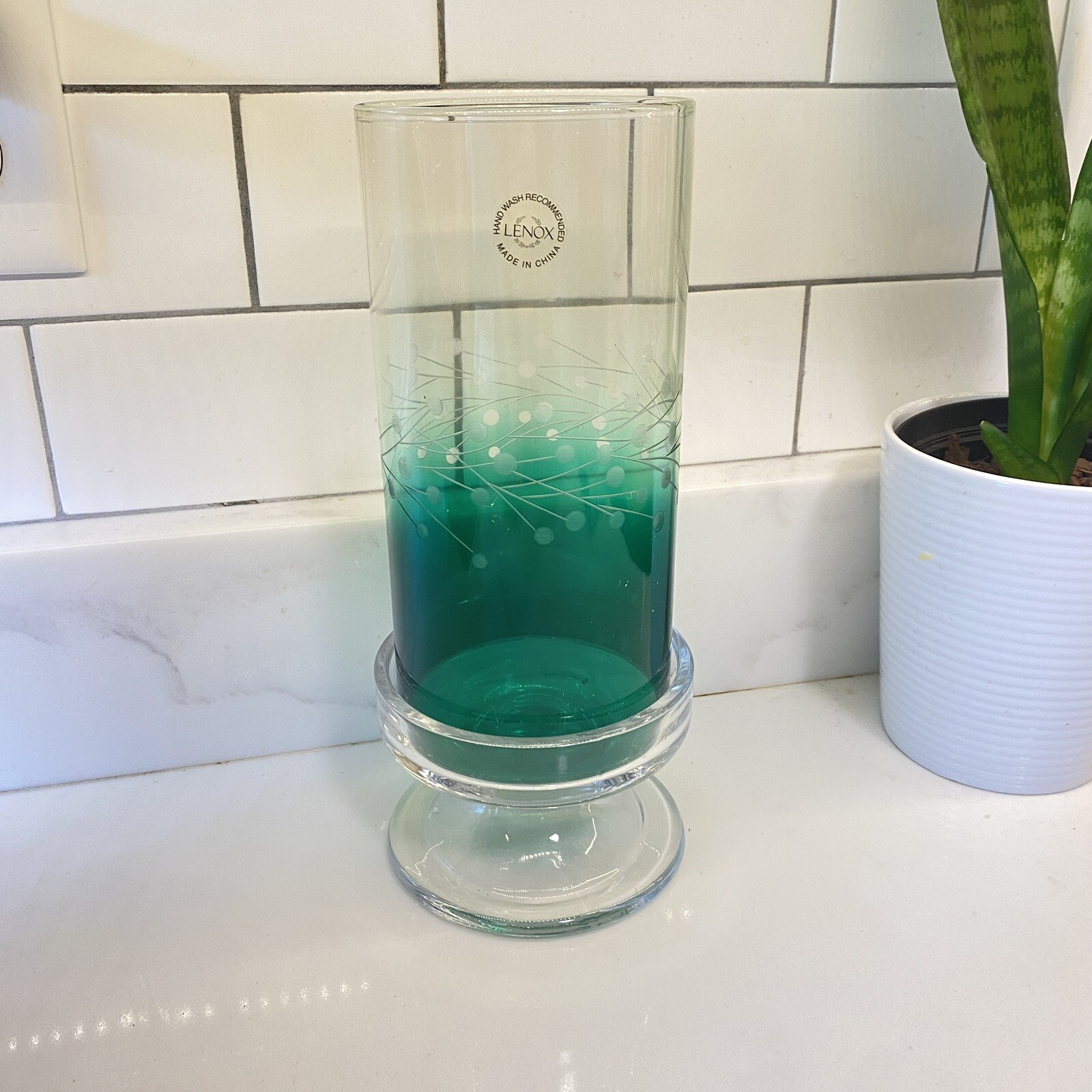 RARE Lenox Christmas Yuletide Gems Ruby Hurricane Emerald Glass Candle