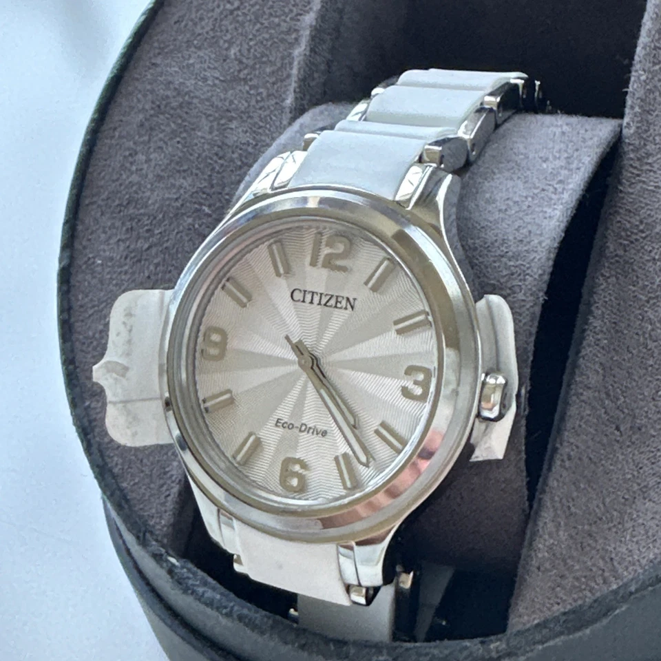 Citizen Eco-Drive Women's Drive SS White Silicone FE7070-52A $275 Watch - Image 4 of 4