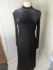 Vintage My Michelle Black Velvet Maxi Dress Size L High Neck Whimsigoth