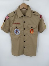 Boy Scouts BSA Cub Scout Youth Shirt Polyester Blend Beige USA Size 14