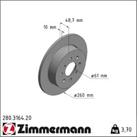 2X Zimmermann 280.3164.20 Bremsscheibe FüR Honda MG Civic MG ZR MA MB EU EP EV