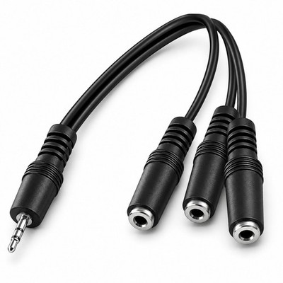F57 3.5mm Klinke Audio Splitter Adapter, Stecker auf 3x Buchse für Kopfhörer, PC