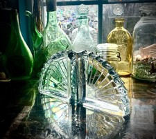 VTG Cristal d’Arques France 24% Genuine Lead Crystal Fan Art Deco Bookends 1992