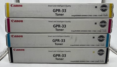 Genuine Canon Toner Cartridges (GPR-33), Set of 4 Colors, (CYMK), OEM