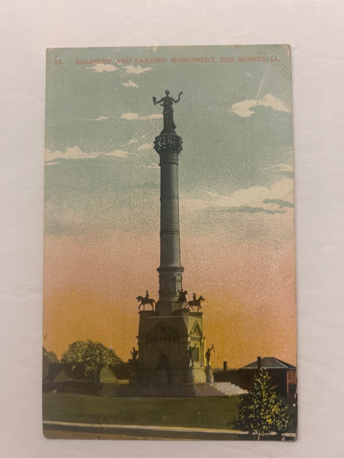 Iowa IA Des Moines Soldiers Sailors Monument 1909 Vintage Postcard