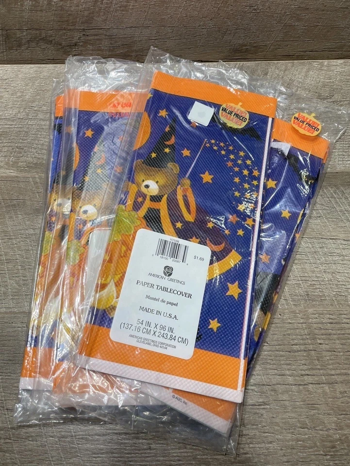 Vintage Halloween Hexe Tisch Abdeckung Einweg Vergissmeinnicht 54"x96" - Menge 5