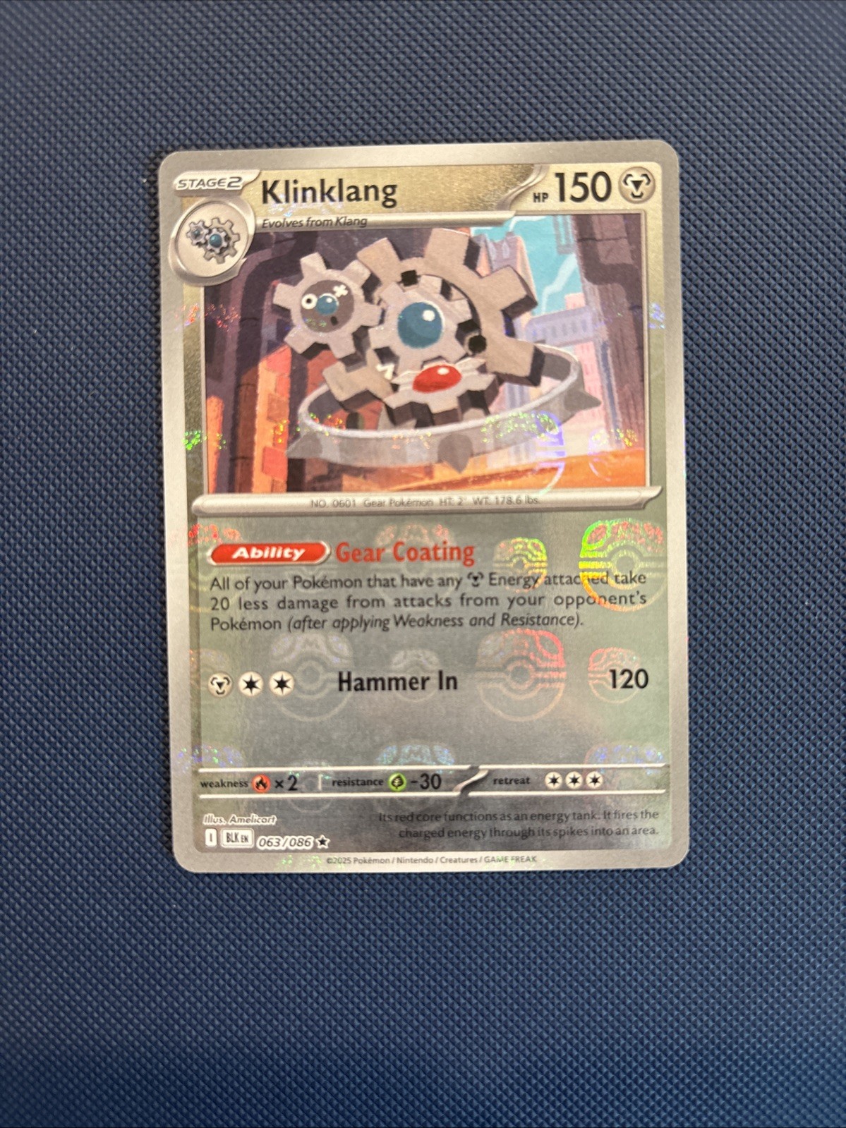 Pokémon TCG Klinklang Black Bolt Master Ball Pattern Reverse Holo 63/86