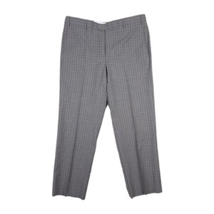 Zanella Devon Wool Recent Flat Front Dress Pants Gray Check Size 38 (Really 37")