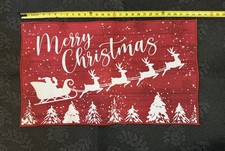 Merry Christmas Holiday Area Rug Red Santa Sleigh Reindeer Winter Decor