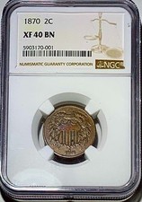 1870 2C - NGC XF 40 BN - Fine example of a now obsolete coin!